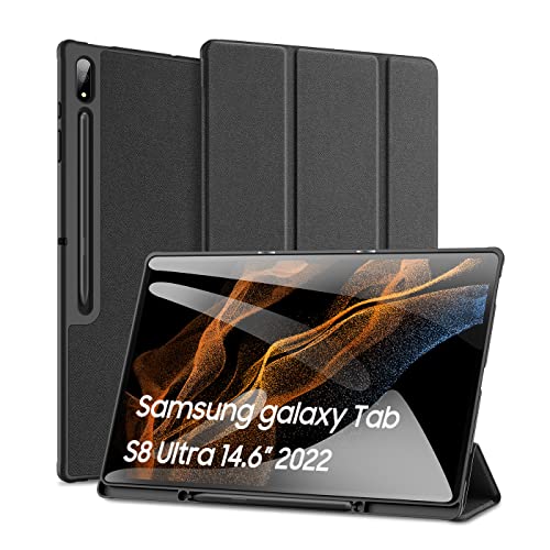 DUX DUCIS Hülle für Samsung Galaxy Tab S8 Ultra 14.6 2022, Ultra Schlank leichte und Klappständer Schutzhülle Mit S Pen Halter und Automatischem Schlaf/Aufwach für Galaxy Tab S8 Ultra (Schwarz) von DUX DUCIS