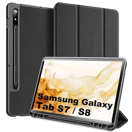 Hülle für Samsung Galaxy Tab S8 / S7 (SM-T870/875), DUX DUCIS Schlank leichte und Klappständer Schutzhülle Mit S Pen Halter und Automatischem Schlaf/Aufwach für Galaxy Tab S8 / S7 11", Schwarz von DUX DUCIS