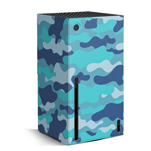 DUXICEPIN Magnetic Wrap for Xbox Series X Console, Protective Wraps Cover for Xbox Series X Accessories, Premium PU Leather & Soft Inner Lining, Camo Blue von DUXICEPIN