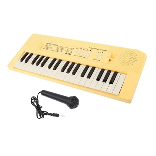 Digital Piano Für Anfänger 37 Tasten Elektronische Tastatur Klavier Digitale Musik Tastatur Mit Mikrofon Teclado Elektronische Orgel(Yellow) von DVCSDE