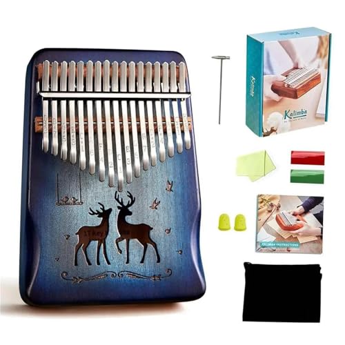 Musikinstrumente Kalimba 17 Tasten Mahagoni Daumenklavier Mit Schwarzer Kleiner Tasche Fingerklaviere(Blue) von DVCSDE