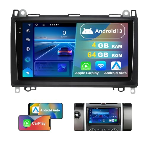 Dvrmedia Autoradio 4GB+64GB Android 13 für Mercedes-Benz W169 W245 B200 W639 Vito 9" Touchscreen mit Bluetooth Radio kabellos CarPlay Android Auto Autoradio 2din mit GPS FM WiFi DSP von DVRMEDIA