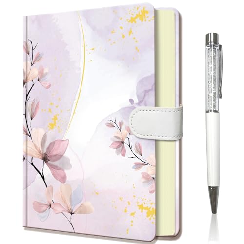 DWIYITTN Notizbuch mit Stift, Hardcover Journal Notizblock, 192 Seiten Klein Notizblock Set geeignet für Reisen, Büro und Schule, 13,5x19cm, Blümchen von DWIYITTN