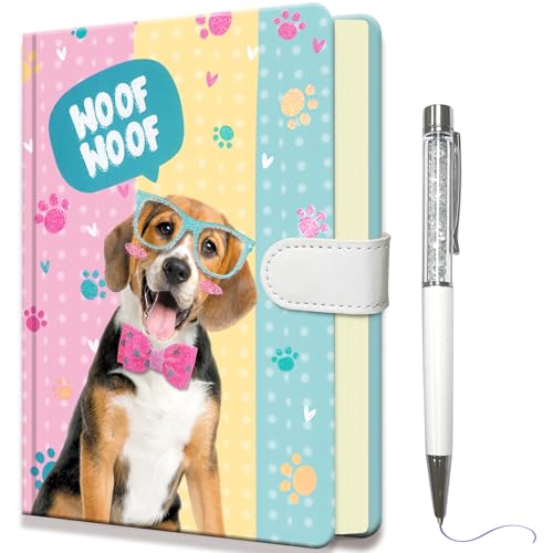 DWIYITTN Notizbuch mit Stift, Hardcover Journal Notizblock, 192 Seiten Klein Notizblock Set geeignet für Reisen, Büro und Schule, 13,5x19cm, Hund von DWIYITTN