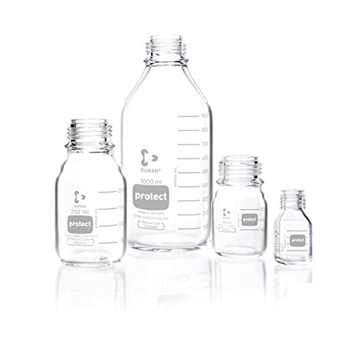 DWK Life Sciences SD-0840 Duran Protect Kunststoffummantelt Borosilikat Glas 3.3 Laborflasche, Ohne Schraubverschluss und Ausgießring, GL 45 Gewindegröße, 500ml Nominale Kapazität, 86mm Durchmesser x von DWK Life Sciences