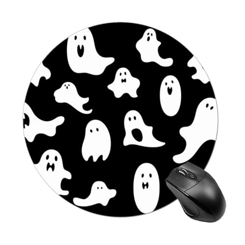 Halloween-Gothic-Mauspad, rund, waschbar, personalisiertes Muster, Mäuse-Pad für Männer und Frauen, rutschfeste Gummiunterseite, Spiel-Mauspads für Computer, Schreibtisch, Büro, Laptop von DWVSFJM