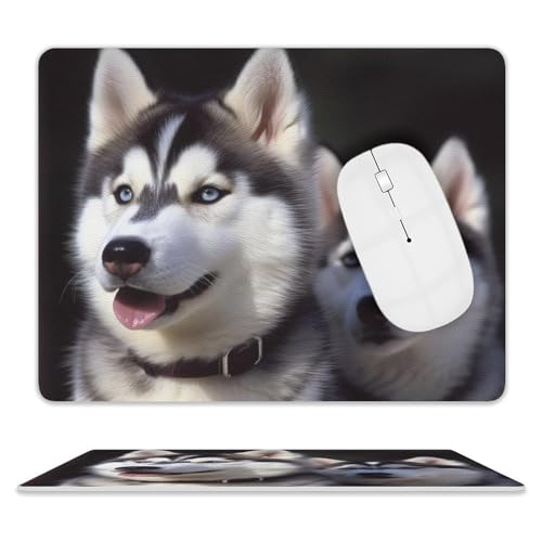 Husky Hunde-Mauspad, rechteckig, personalisiertes Muster, waschbares Leder-Mauspad für Männer und Frauen, rutschfest, Gaming-Mauspads für Computer, Büro, Laptop von DWVSFJM