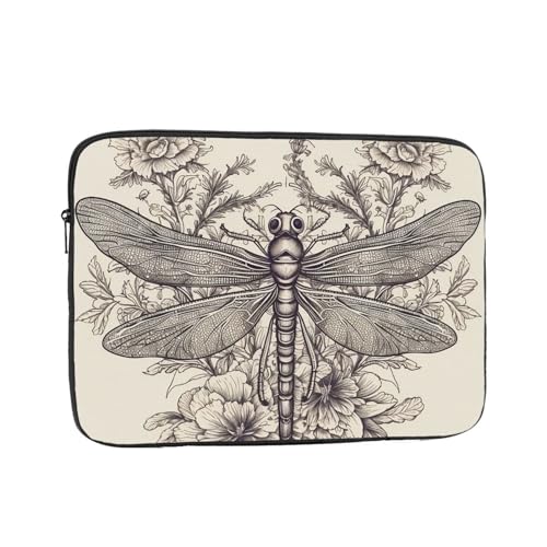 Laptop-Hülle, handgezeichnete Libellen-Blumenmuster, 30,5 cm, wasserdicht, stoßfest, Notebook-Tragetasche, leichte Computer-Skin-Tasche von DWVTFSM