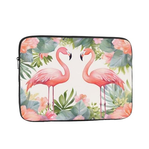 Laptoptasche mit Flamingos und Blumen, 33 cm (13 Zoll), wasserdicht, stoßfest, Notebook-Tragetasche, leichte Computer-Skin-Tasche von DWVTFSM