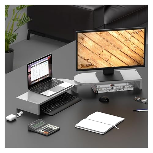 Computer Monitor Riser, Monitorständer, Verstellbarer Winkel for zwei Monitore, Laptop-Riser aus Massivholz for 2 Monitore, ergonomisches Computer-Desktop-Organizer-Regal for das Büro(Grey) von DXYOYONGOZ