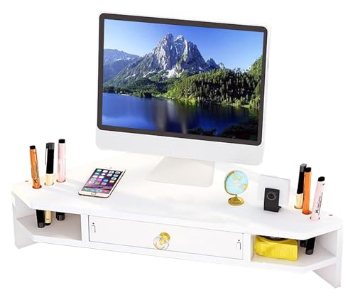 Dreieck Monitor Stand Riser, Monitorständer, Dreieckiges Monitorregal mit Stifthalter und Schublade, Schreibtisch-Eckständer aus Holz for Arbeitszimmer, ergonomische Laptop-Erhöhung for die Büroorgani von DXYOYONGOZ