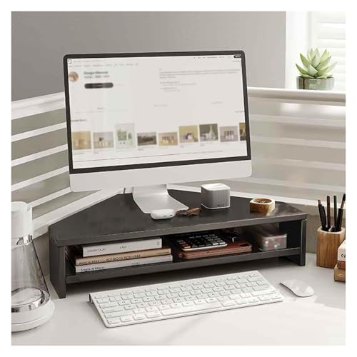 Dreieck Monitor Stand Riser, Monitorständer, Eck-Aufbewahrungsständer for Computerbildschirme aus Holz, 2-stufiges ergonomisches Laptop-Monitorregal, platzsparende dreieckige Schreibtischerhöhung for von DXYOYONGOZ