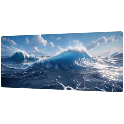 Gaming Mauspad XXL 1000x500x4mm Waves Mousepad Mauspad Groß, Wassxerdicht Anti-rutsch Gaming-mauspads für pc Laptop Schreibtischunterlage Schreibtischmatte Verbessert PräZision D1499 von DXomhl