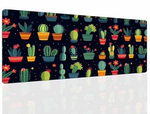 Gaming Mauspad XXL Cactus Gaming Mousepad Großes Mauspad Gaming 1000x500x4mm Speed Mouse Pad, Tischunterlage Large Size Groß Mousepads, Schreibtischunterlage Verbessert Geschwindigkeit 478 von DXomhl