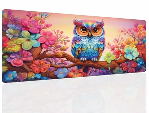 Mauspad Owl Gaming Mousepad XXL Mauspad Gaming 1400x800, Mousepads Wasserdicht Mauspads Anti-Rutsch, Schreibtischunterlage Mousepad Groß Mouse Maus Pad Mat, Gaming Desk Pad, Büro Deskmat 845 von DXomhl