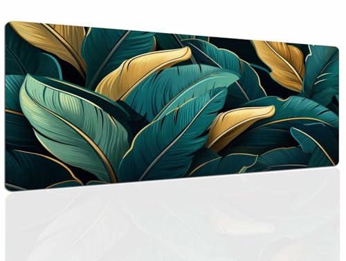 Schreibtischunterlage Leaves, Gaming Mauspad Klein 700x400x4mm XL Mousepad Gaming, Tischunterlage Schreibtisch Large Size Wasserdicht Rutschfeste, Desk Mat Vernähte Kanten für Pc Laptop 630 von DXomhl