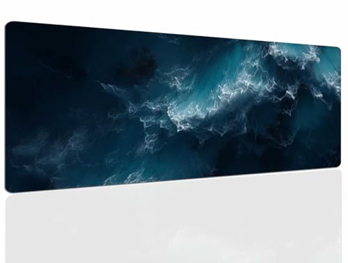 Schreibtischunterlage Waves, Gaming Mauspad Groß 1000x500x4mm XXL Mousepad Gaming, Tischunterlage Schreibtisch Large Size Wasserdicht rutschfeste, Desk Mat Vernähte Kanten für Pc Laptop 1308 von DXomhl