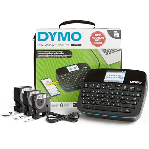 DYMO LabelManager Executive 640 CB Tragbares Etikettendrucker-Kit mit Tragetasche und 3 Etikettenkassetten | kompakter QWERTZ-Etikettierer | Bluetooth- & USB-Konnektivität | kompatibel von DYMO