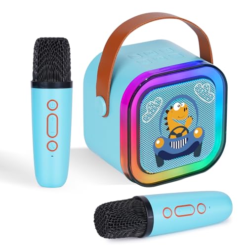 DYNASONIC A29 Karaoke mit Zwei Mikrofonen Bluetooth Karaoke Lautsprecher Kinder Elektronisches Spielzeug Kinder Geschenke für 3-15 Jahre (Dinosaurier) von DYNASONIC