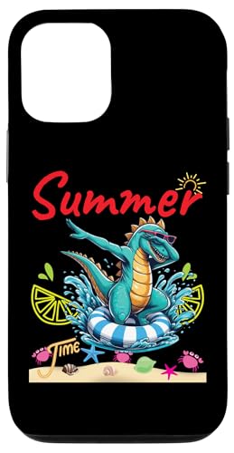Hülle für iPhone 14 Dabbing Dinosaurier Schwimmen Float Sommer Liebhaber Strand von Dabbing Dance Summer Lovers