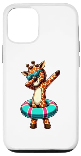 Hülle für iPhone 15 Pro Dabbing Giraffe Tier Schwimmen Float Sommer Liebhaber Strand von Dabbing Dance Summer Lovers