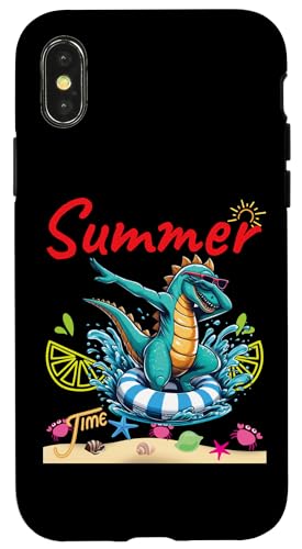 Hülle für iPhone X/XS Dabbing Dinosaurier Schwimmen Float Sommer Liebhaber Strand von Dabbing Dance Summer Lovers