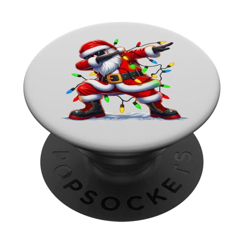 Dabbing Santa Xmas Light Lustiges Weihnachtsmannkostüm für Damen und Herren PopSockets Klebender PopGrip von Dabbing Santa Xmas Light Funny Santa Christmas tee