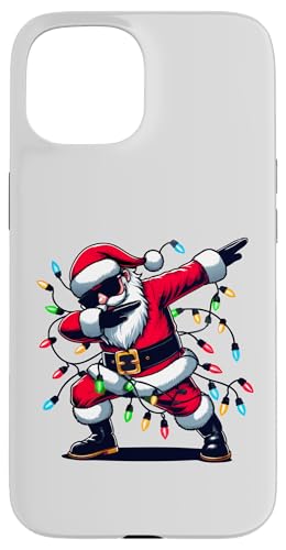 Hülle für iPhone 15 Dabbing Santa Claus mit Weihnachtsbeleuchtung Urlaub Santa Xmas von Dabbing Santa Xmas Light Funny Santa Christmas tee