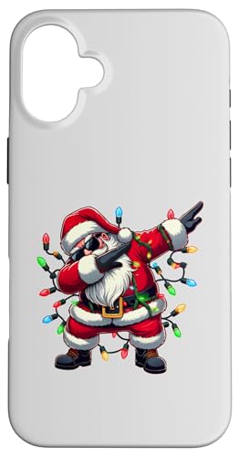 Hülle für iPhone 16 Plus Dabbing Santa Claus mit Weihnachtsbeleuchtung Urlaub Santa Xmas von Dabbing Santa Xmas Light Funny Santa Christmas tee