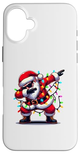 Hülle für iPhone 16 Plus Dabbing Santa Claus mit Weihnachtsbeleuchtung Urlaub Santa Xmas von Dabbing Santa Xmas Light Funny Santa Christmas tee