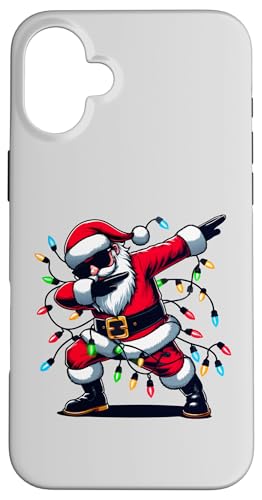 Hülle für iPhone 16 Plus Dabbing Santa Claus mit Weihnachtsbeleuchtung Urlaub Santa Xmas von Dabbing Santa Xmas Light Funny Santa Christmas tee