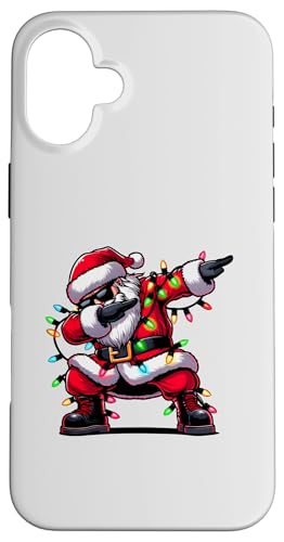 Hülle für iPhone 16 Plus Dabbing Santa Claus mit Weihnachtslicht Lustiges Nikolauskostüm von Dabbing Santa Xmas Light Funny Santa Christmas tee