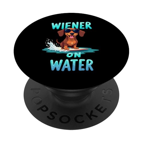 Cooler Dackel Surfing Dog PopSockets Klebender PopGrip von Dachshund Fun Designs