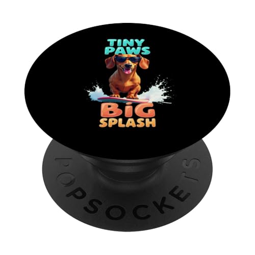 Cooler Dackel Surfing Dog PopSockets Klebender PopGrip von Dachshund Fun Designs