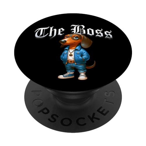 Dackel Hund The Boss Coole Jacke Outfit Hund Mama Papa PopSockets mit austauschbarem PopGrip von Dachshund Lovers2024