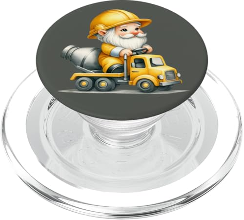 Funny Construction Worker Gnome Dad For Men Concrete Mixer PopSockets PopGrip für MagSafe von Dad Builder And Construction Worker Gifts For Men