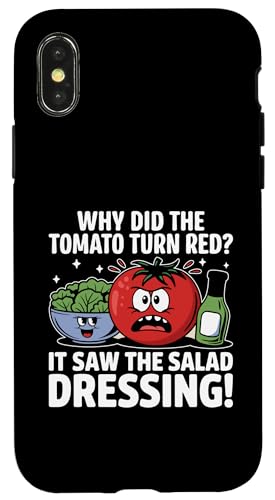 Warum ist die Tomate rot geworden, sie hat den Salatdressing-Witz gesehen Hülle für iPhone X/XS von Dad Jokes Gift Father Papa Daddy Humor