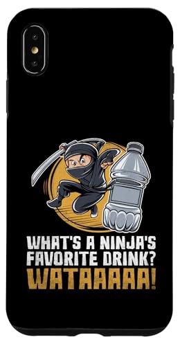 What's A Ninja's Favorite Drink Wataaaaa Dad Joke Hülle für iPhone XS Max von Dad Jokes Gift Father Papa Daddy Humor