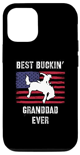 Hülle für iPhone 12/12 Pro Best Buckin' Granddad Ever USA Flagge Rodeo Cowboy Western von Dad & Grandpa Gifts for Special Occasions