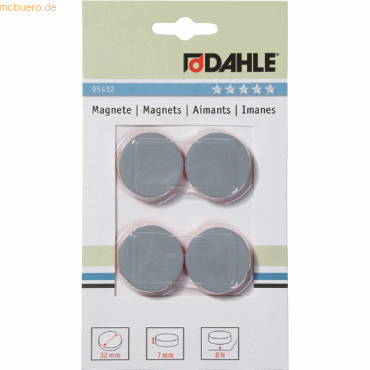 10 x Dahle Magnete 32mm grau VE=4 Stück von Dahle