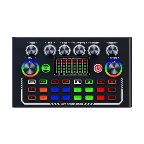 Daijianbin F009 Audiomixer Live-Soundkarte mit DJ-Mixer-Effekten und Studio-Equipment Voice Changer Podcast-Produktion von Daijianbin