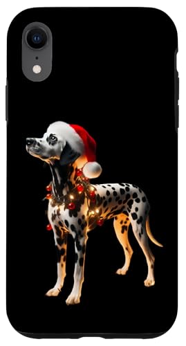 Hülle für iPhone XR Dalmatiner mit Weihnachtsmannmütze, Weihnachtsbeleuchtung, Hundebesitzer, Mutter, Papa von Dalmatian Christmas Products