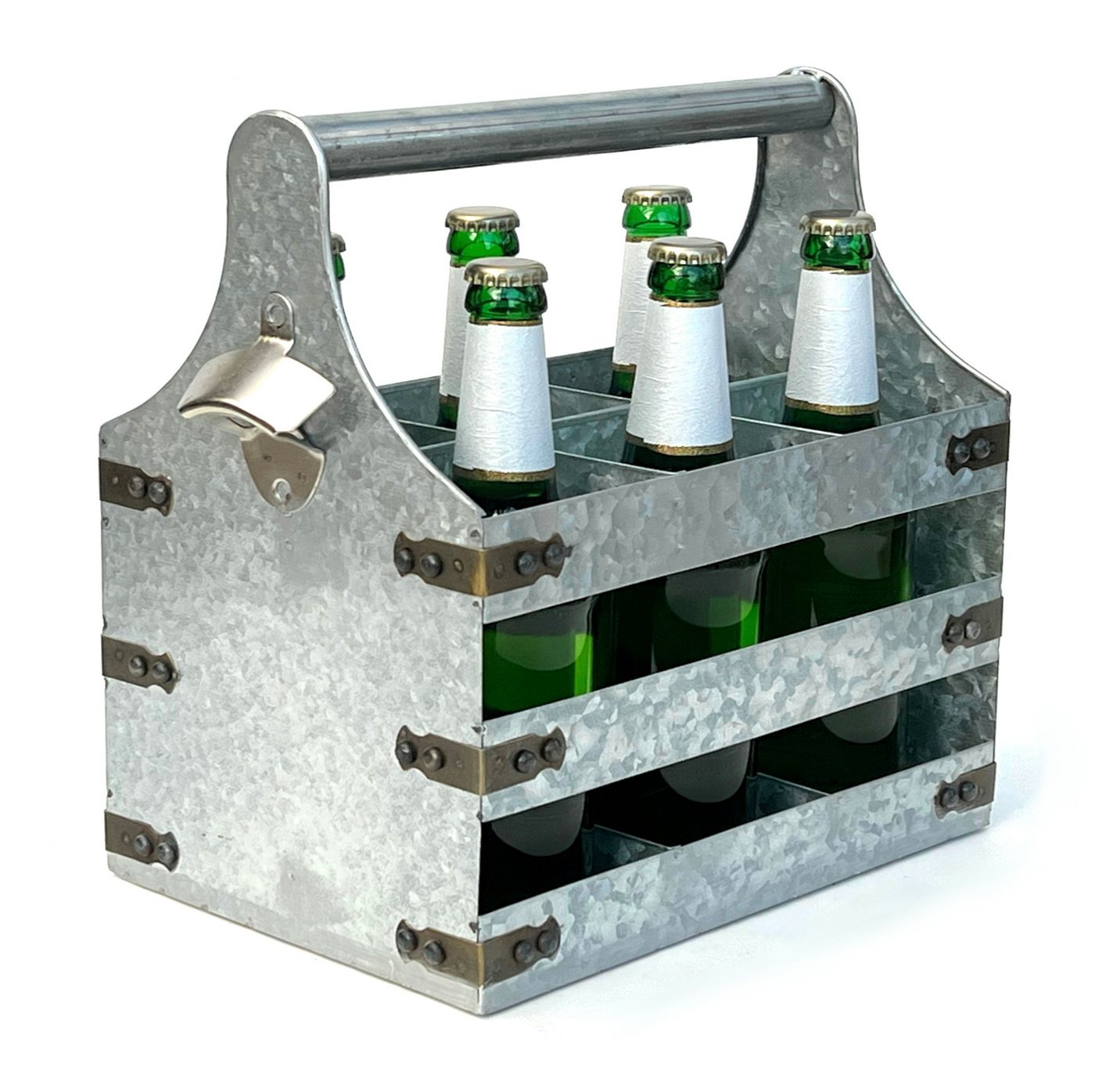 DanDiBo Flaschenhalter Bierträger Metall mit Öffner Flaschenträger 6 Flaschen Flaschenöffner von DanDiBo