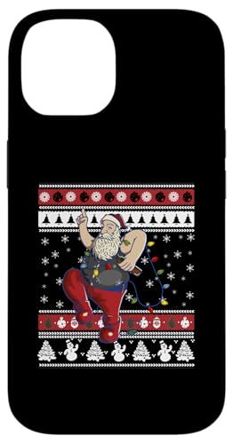 Hülle für iPhone 14 Lustige Weihnachtsmann Bier Lichterkette Weihnachten Weihnachtsmann von Dancing Santa Claus Design