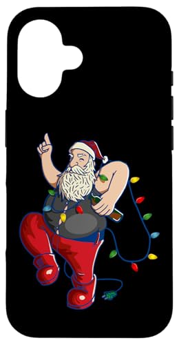 Hülle für iPhone 16 Lustige Weihnachtsmann Bier Lichterkette Weihnachten Weihnachtsmann von Dancing Santa Claus Design