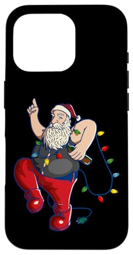 Hülle für iPhone 16 Pro Lustige Weihnachtsmann Bier Lichterkette Weihnachten Weihnachtsmann von Dancing Santa Claus Design