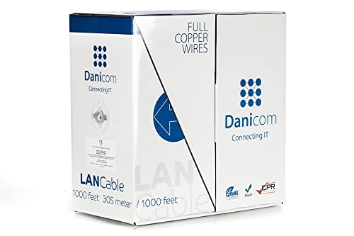 Danicom CAT6 UTP 305m Starrleiter - LSZH (Eca) Netzwerkkabel PoE, 100% Kupfer, Ethernet, LAN, Patch Kabel, Datenkabel, RJ45, Blau, LSZH - für Netzwerke, Switches, Router, Modems! von Danicom