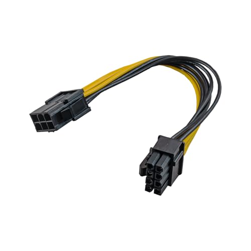 Daniko Adapter PCI Express PCIe 6 pin männlich zu PCIe 6+2 (8) pin weiblich 20cm Grafikkarte von Daniko