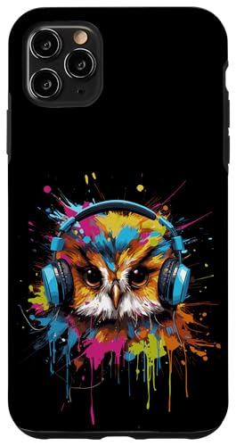 Hülle für iPhone 11 Pro Max Lustige Eule hört Musik über Kopfhörer von Dark owl love