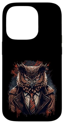 Hülle für iPhone 14 Pro Eule mit Krawatte von Dark owl love